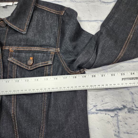 Chicos Jacket WOMENS 1 US M Black Denim Elongated Long Length Jean Topper Casual - Picture 4 of 8